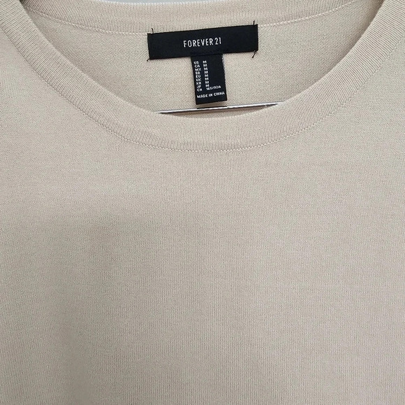 Forever 21 Knit  Jersey Beige Nude Dress Shirt size L - Picture 5 of 5